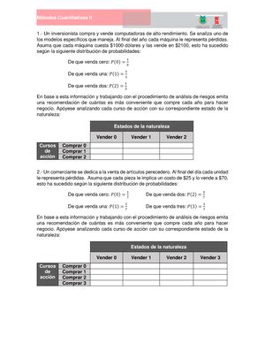 ENW Métodos Cuantitativos II RESUELVA CADA UNO POR LOS DOS