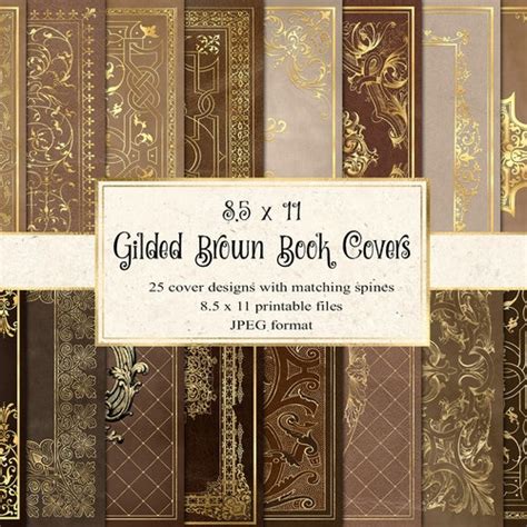 Gilded Green Book Covers Printable Decorative Gilded Book Etsy Canada