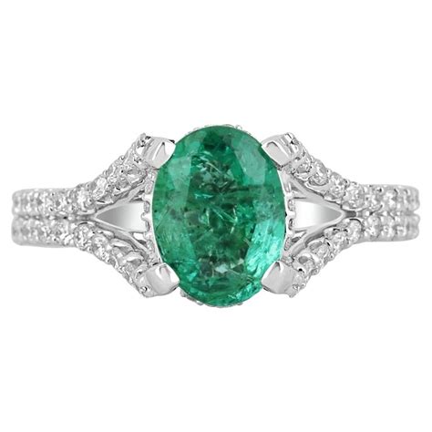 4 19tcw 14k Natural Emerald Oval Cut And Diamond Halo Split Shank