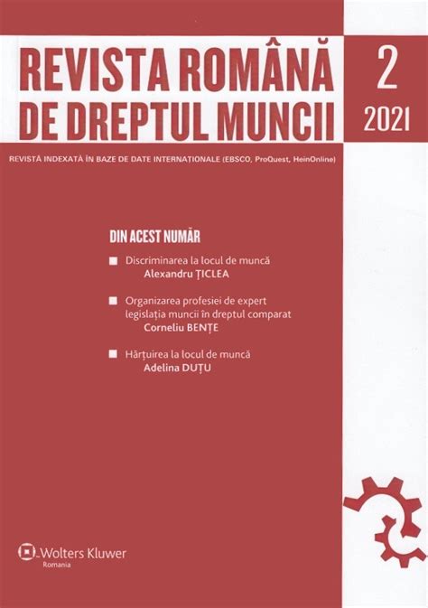 Revista Romana De Dreptul Muncii 2 2021 PDF Autor MsBook Ro