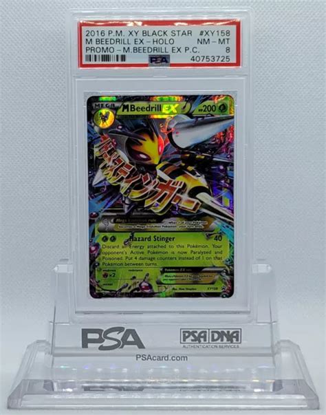 Carte Feuille Pokemon Toile Noire Promo M Beedrill Ex Xy Holo Psa