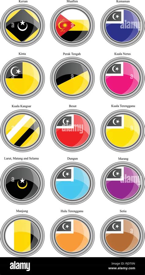 Set Of Icons Flags Of The Malaysian Districts Vector Stock Vector Image And Art Alamy