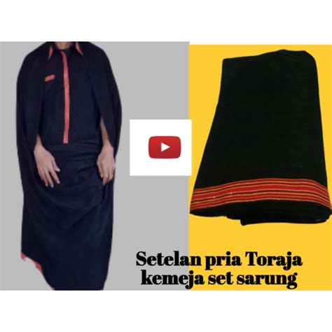 Jual KEMEJA TORAJA HITAM BAJU TORAJA PRIA SET SARUNG TORAJA HITAM