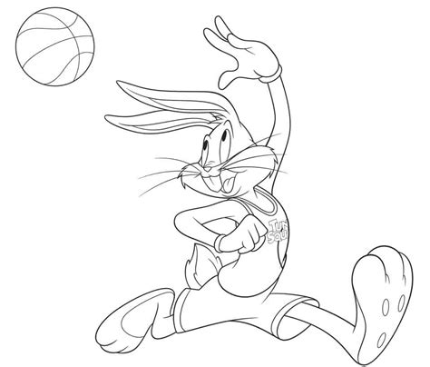 Correr Bugs Bunny Jugando Baloncesto Para Colorear Imprimir E Dibujar