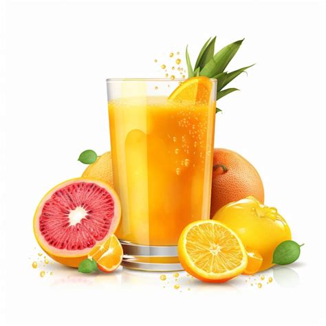 Premium AI Image Fresh Orange Juice With Fruits Transparent Background