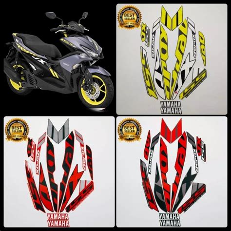 Hijau HITAM MERAH Striping Sticker Lis Body Motorcycle YAMAHA AEROX 155