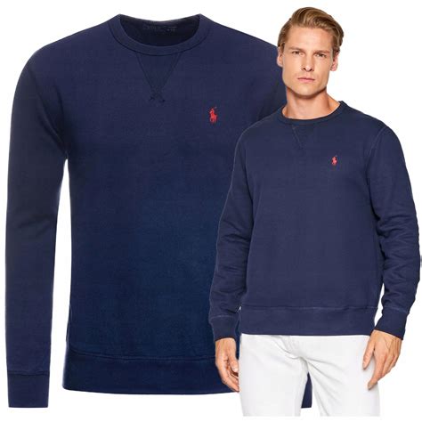 polo ralph lauren bluza meska bez kaptura granatowa rękaw 3 4 classic