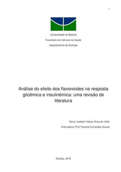 Pdf An Lise Do Efeito Dos Flavonoides Na Resposta Glic Mica E