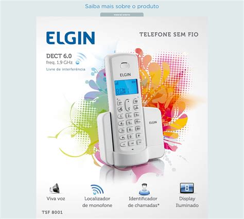 Telefone Sem Fio Elgin TSF8001 Identificador De Chamada Viva Voz