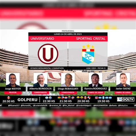 Universitario Vs Sporting Cristal En Vivo Vía Golperu Y Movistar Play