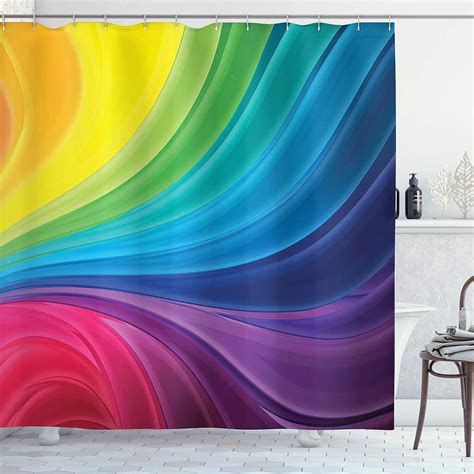 Ambesonne Abstract Shower Curtain Abstract Smooth Rainbow Inspired