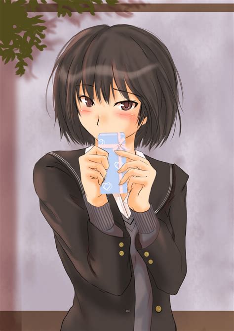 Safebooru 1girl Amagami Black Hair Blush Brown Eyes T Murasaki Iro