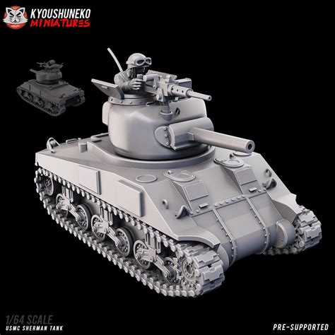 WW2 USMC Sherman Tank Kyoushuneko Miniatures 3D Printed Tabletop