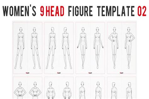 Fashion Pose Template 9head Vol03 Fashion Design Template Fashion Poses Fashion