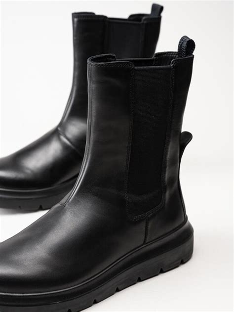 Köp Ecco Nouvelle Svarta Höga Chelsea Boots I Skinn Nouvelle