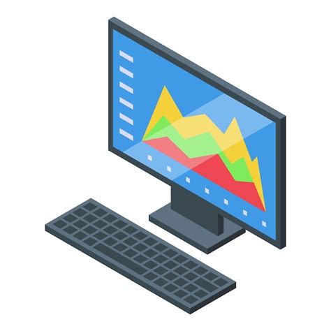 Premium Vector Isometric Computer Display With Data Analysis Graphs