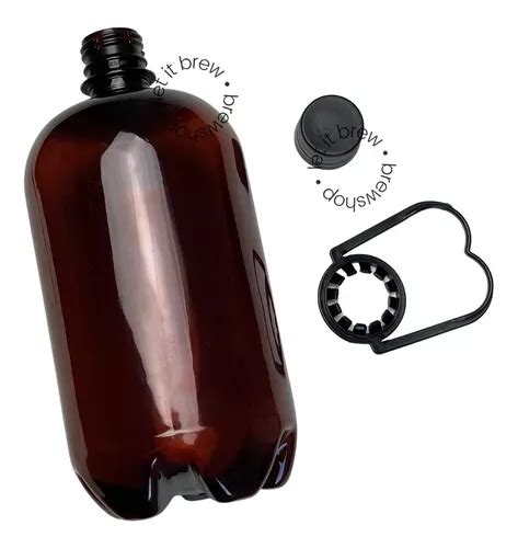 Kit 15 Garrafa growler 1l Pet P Cerveja Ambar Tampa E Alça