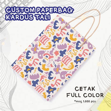 Jual CETAK Paperbag Kardus Tali FULL COLOR Free Custom Desain Logo Uk