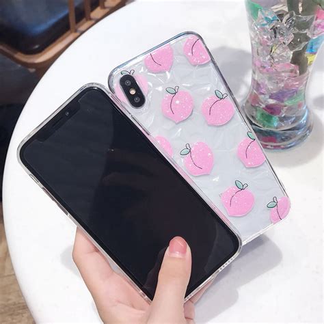 Para O Iphone X S Geom Trica Diamante Frutas Moda Modelada Tpu