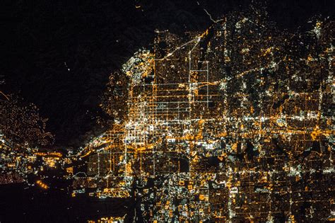 Salt Lake City At Night Photographed From The International Space