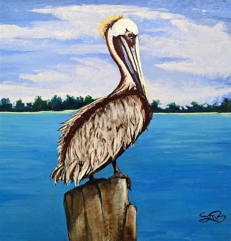 Pelican on Post 2 Painting by Steve M Broussard - Fine Art America