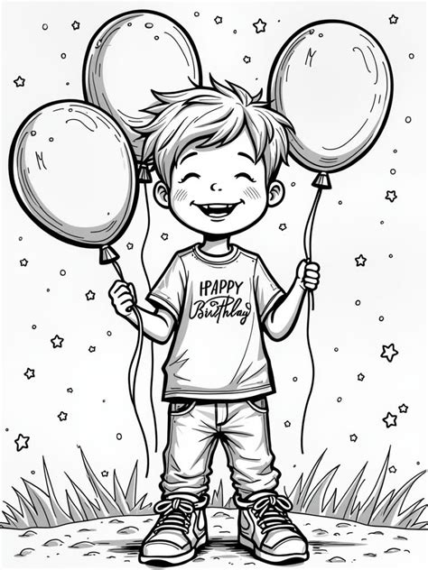 Happy Birthday Daxton Boy Balloons Coloring Page Learning Corner