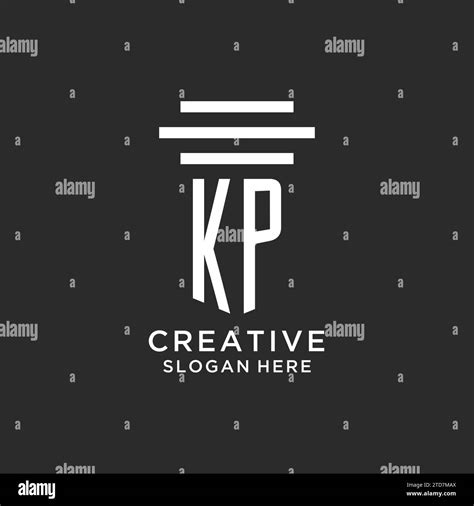 Kp Initials With Simple Pillar Logo Design Creative Legal Firm Logo