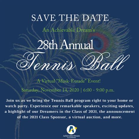 28th Annual Tennis Ball – A VIRTUAL Event! – An Achievable Dream