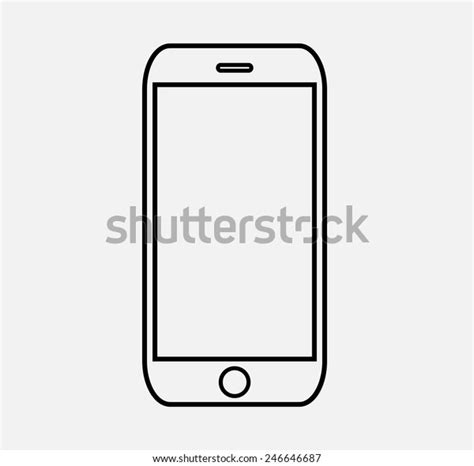 Black Outline Smartphone Icon Vector Illustration Stock Vector Royalty