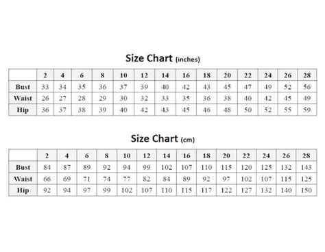 Items Similar To Size Chart On Etsy