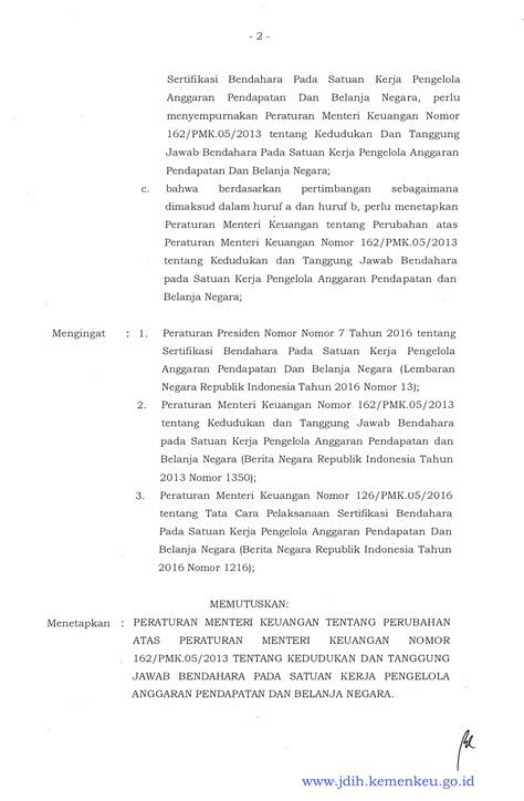 PMK 230_PMK.05_2016 Perubahan PMK 162 2013