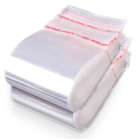 Custom Cellophane Polybag Packaging Clear Plastic White Self Seal