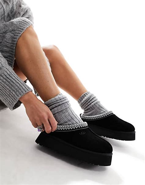 Ugg Tazz Platform Mules In Black Asos