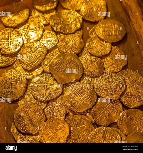 Closeup View Of The 17th Century Spanish Gold Coins Stock Photo Alamy