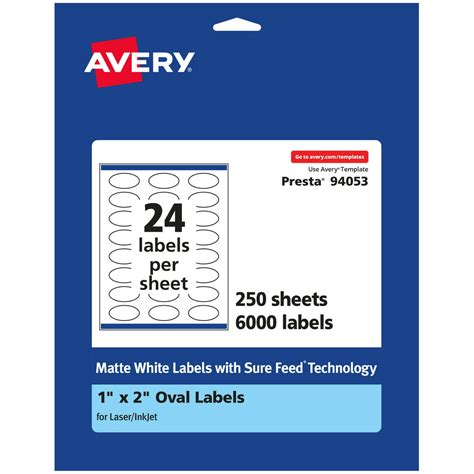 Avery Matte White Oval Labels, 1" x 2", 6,000 Labels - Walmart.com ...