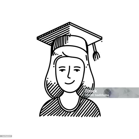 Student Line Icon Sketch Design Pixel Perfect Editable Stroke Education