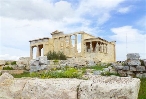 The Erechtheum With The Caryatid Porch An Ancient Ionic Temple On The