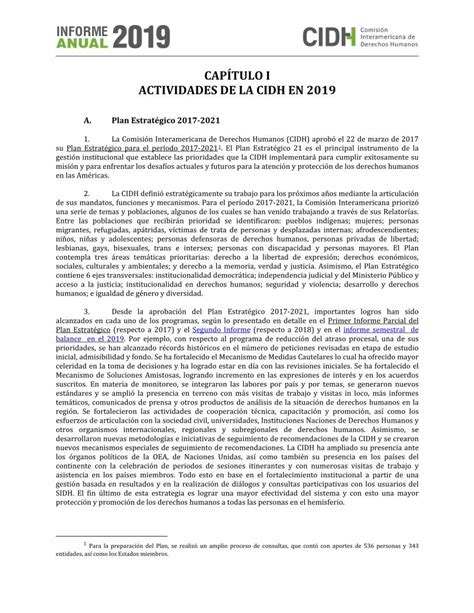 Pdf Informe Anual 2019 Capítulo I Actividades De La Es Cidh Docs Anual 2019