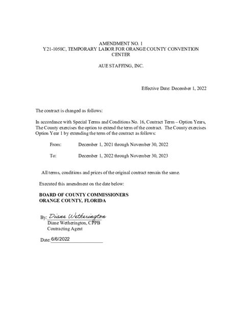 Fillable Online Ftp Orangecountyfl Amendment No 1 To Preferred Stock