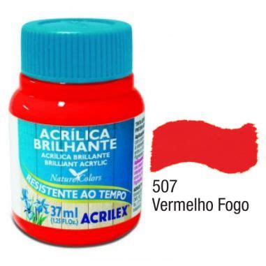 Tinta Acr Lica Brilhante Acrilex Ml Vermelho Fogo Maq Center A