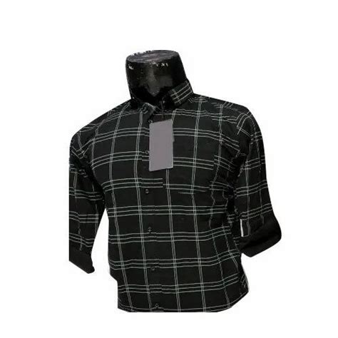 Checks Collar Neck Mens Designer Check Cotton Shirt Machine Wash Size