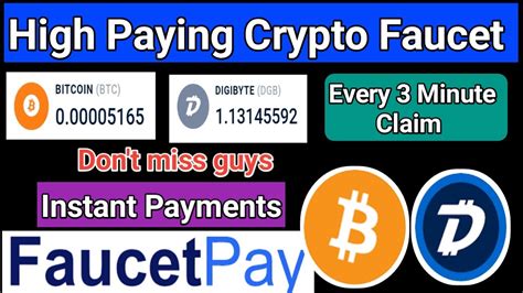 High Paying Crypto Faucet Site Claim Every 3 Minute BTC Usdt DGB