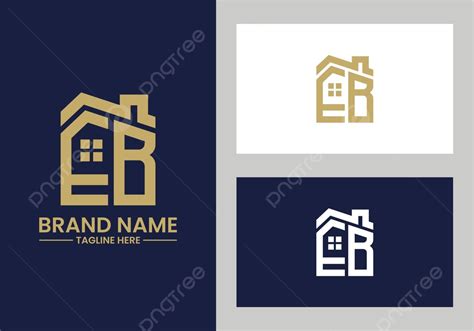 Desain Logo Real Estate Dengan Huruf Awal E Dan B Menampilkan Atap