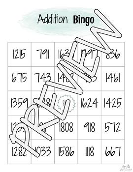 3 Digit Addition Bingo With Regrouping By Hope And Hot Chocolate