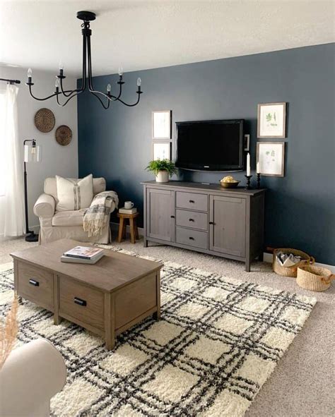 Living Room With Dark Gray Accent Wall Resnooze