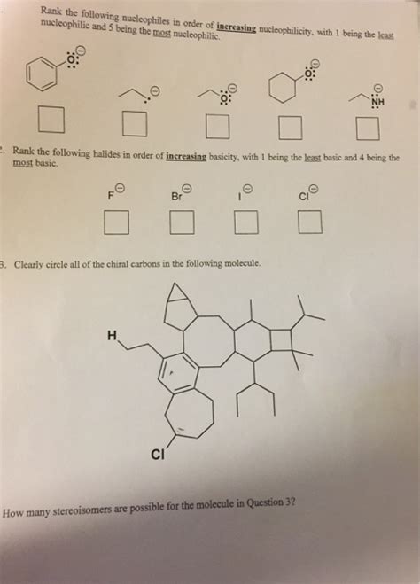 Solved Rank The Following Nucleophiles In Order Of