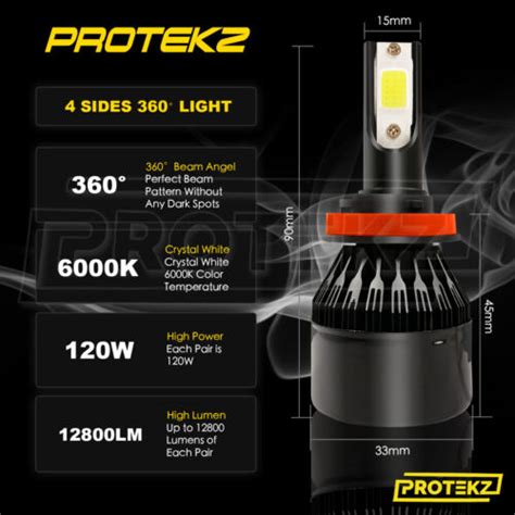 Protekz LED Headlight Kit High Bulb 9005 6000K For 2016 2019 Chevrolet