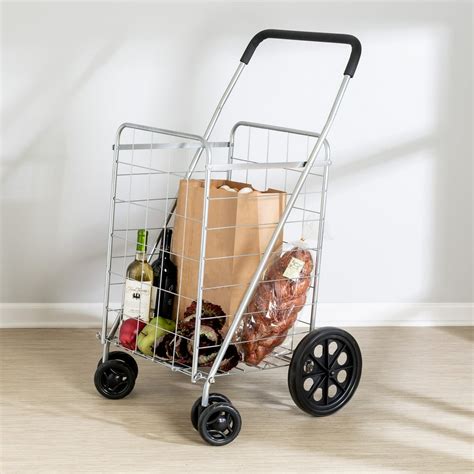 Honey Can Do Steel Folding Dual Wheel Utility Rolling Cart Gray