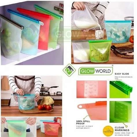 Resealable Reusable Silicone Food Grade Freeze Storage Bag Zip Seal