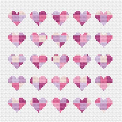 Mini Hearts Cross Stitch Pattern Heart Cross Stitch Chart Etsy UK